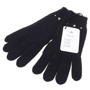 ▲hermes Darling Medor Silver Hardware Cashmere Knit Gloves Black M Made In